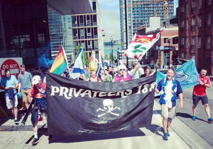 Privateers1882 march to the HFX Wanderers Atlantic Selects vs Fortuna Düsseldorf match on July 28, 2018. (Instagram / @Privateers1882)