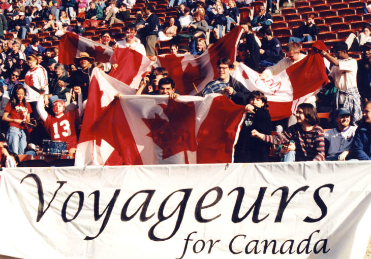 The Voyageurs in the stands during a Canada international match in 1996. (Canada Soccer)