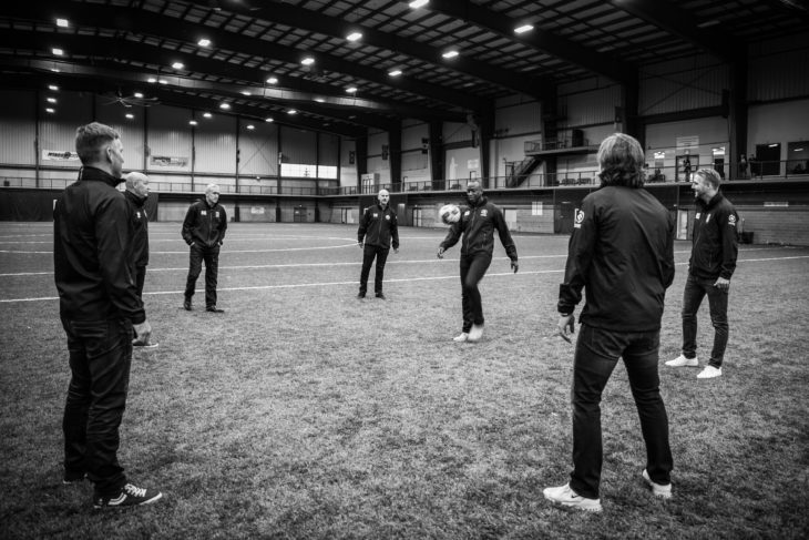 Canadian Premier League coaches met with Alex Bunbury during last week's CPL Coaches Summit. (Joelle Elfassy/CPL)