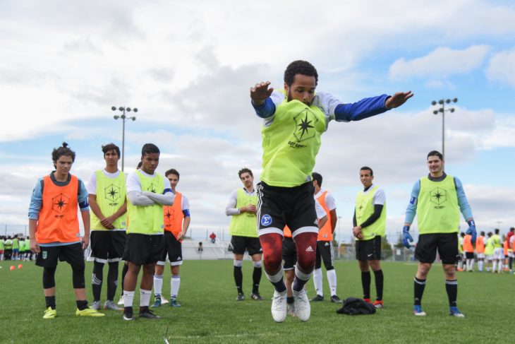 Elijah Larin during physical testing on Day 1 of the CPL's Open Trials. (Martin Bazyl, Canadian Premier League)