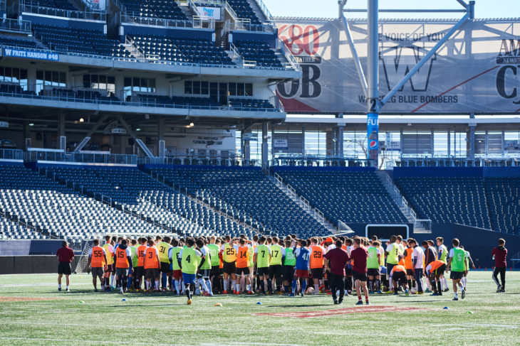 Winnipeg trialists gather at Investors Group Field. (CPL)